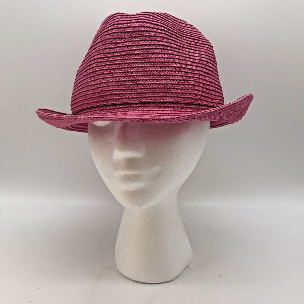 Panama Jack Short Brim Straw Fedora Women's OSFM Band Trilby Cuban Summer Beach - Picture 2 of 10